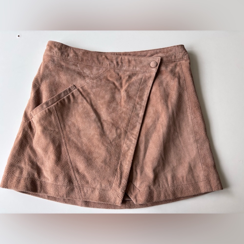 BLANKNYC Almond Leather Suede Tan Wrap Skirt 28 New - Picture 5 of 9